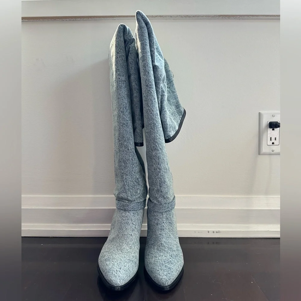 Isabel Marant BNIB Learon Denim Over-the-Knee Boots Size 37 - Picture 11 of 14